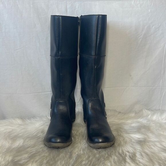 Clarks Black Pebbled Leather Knee High Boots Sz 5 - Picture 2 of 7